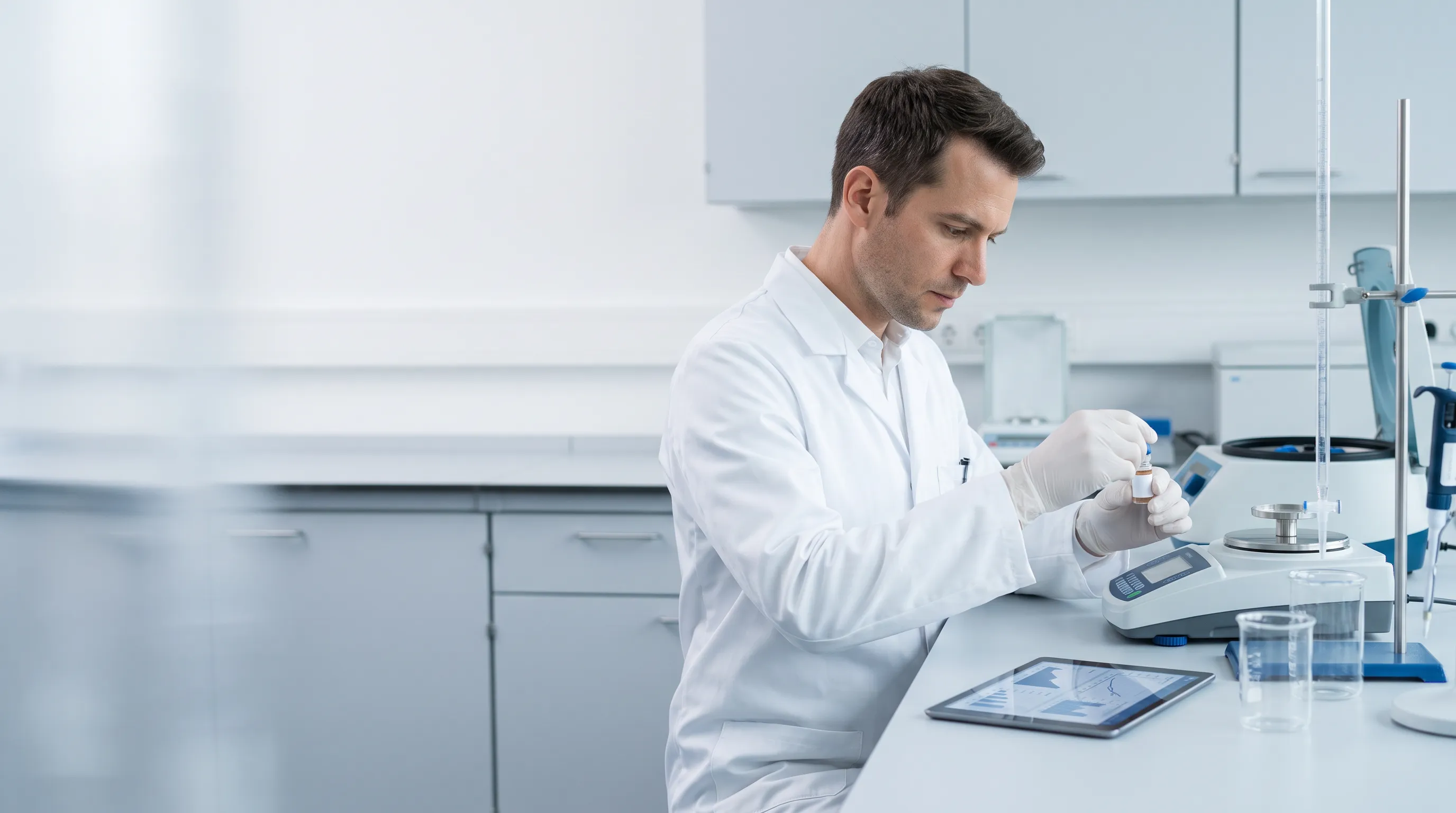 Vedec pracujúci v modernom laboratóriu